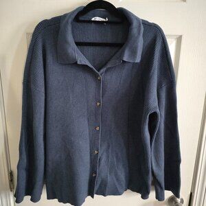 JustFab Button Up Blue Cardigan Sweater Women's Size XL